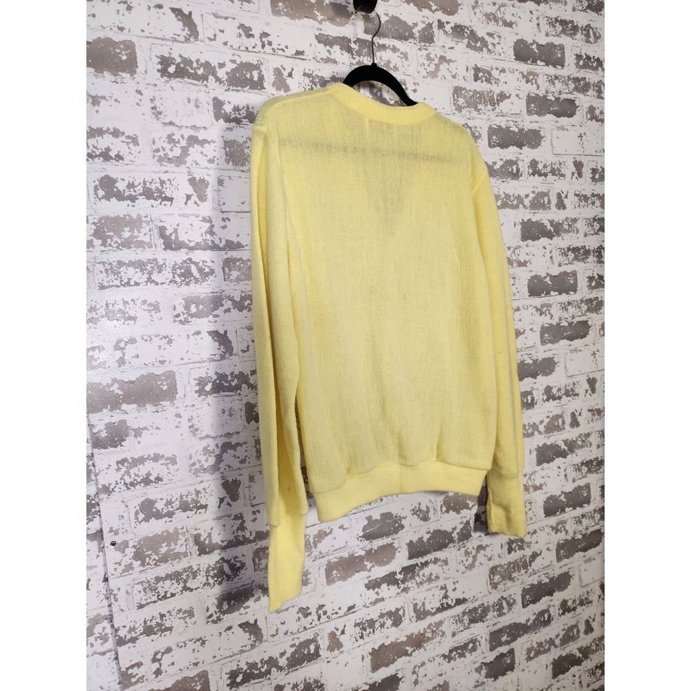 Vintage Izod Lacoste Cardigan Sweater Medium Yellow Preppy 90's Academia - Picture 9 of 14